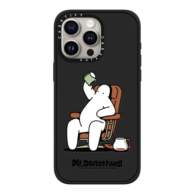 Mr. Donothing x CASETiFY iPhone 15 Pro Max Case Matte Black Impact Case MagSafe Compatible Need cafeine Mr. Donothing x CASETiFY iPhone 15 Pro Max Case Matte Black Impact Case MagSafe Compatible Need cafeine