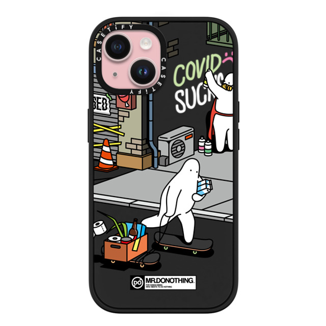 Mr. Donothing x CASETiFY iPhone 15 ケース マットブラック インパクトケース MagSafe対応 MR. DONOTHING-SHOPPING