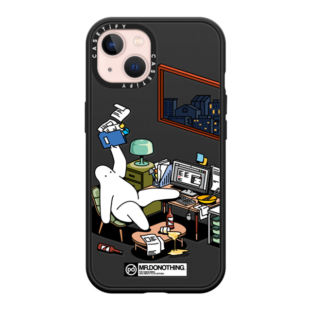 Mr. Donothing x CASETiFY iPhone 13 ケース マットブラック インパクトケース MagSafe対応 MR. DONOTHING-WORK FROM HOME