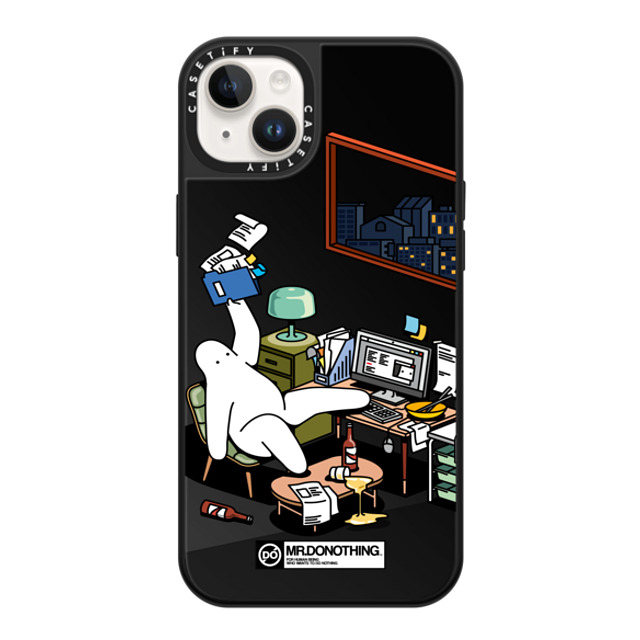 Mr. Donothing x CASETiFY iPhone 14 Plus ケース Black on Black ミラーケース MagSafe対応 MR. DONOTHING-WORK FROM HOME