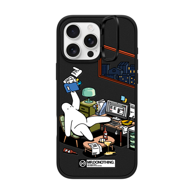 Mr. Donothing x CASETiFY iPhone 16 Pro Max ケース マットブラック インパクトリングスタンドケース MagSafe対応 MR. DONOTHING-WORK FROM HOME