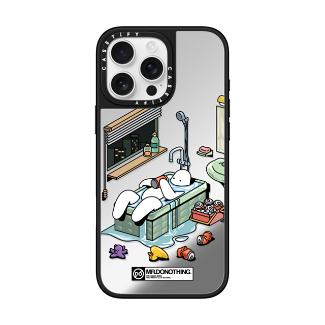 Mr. Donothing x CASETiFY iPhone 16 Pro Max ケース Silver on Black ミラーケース MagSafe対応 MR. DONOTHING-BATH TUB