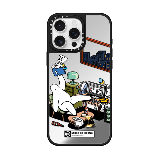 Mr. Donothing x CASETiFY iPhone 16 Pro Max ケース Silver on Black ミラーケース MagSafe対応 MR. DONOTHING-WORK FROM HOME