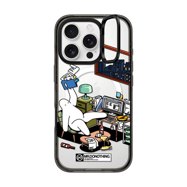 Mr. Donothing x CASETiFY iPhone 16 Pro ケース ブラック インパクトリングスタンドケース MagSafe対応 MR. DONOTHING-WORK FROM HOME