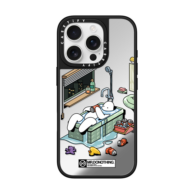 Mr. Donothing x CASETiFY iPhone 16 Pro ケース Silver on Black ミラーケース MagSafe対応 MR. DONOTHING-BATH TUB