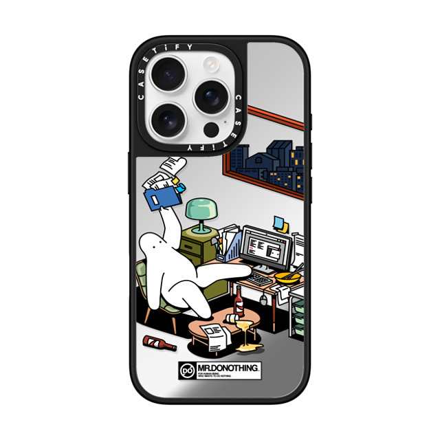 Mr. Donothing x CASETiFY iPhone 16 Pro ケース Silver on Black ミラーケース MagSafe対応 MR. DONOTHING-WORK FROM HOME