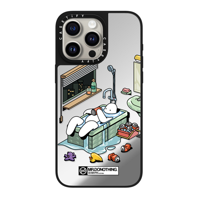 Mr. Donothing x CASETiFY iPhone 15 Pro Max ケース Silver on Black ミラーケース MagSafe対応 MR. DONOTHING-BATH TUB