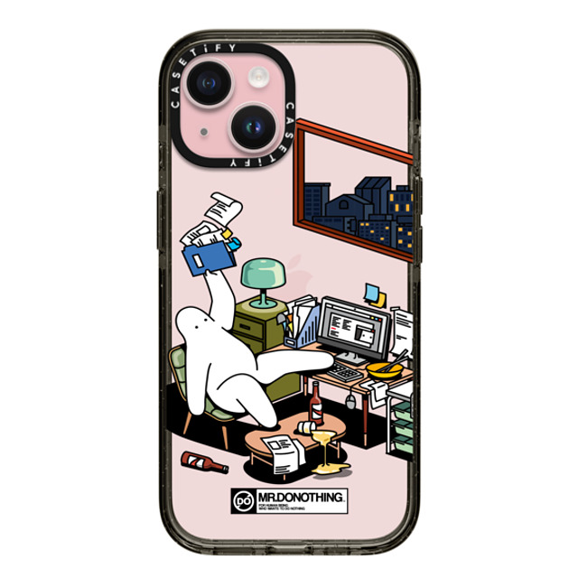 Mr. Donothing x CASETiFY iPhone 15 ケース ブラック インパクトケース MR. DONOTHING-WORK FROM HOME