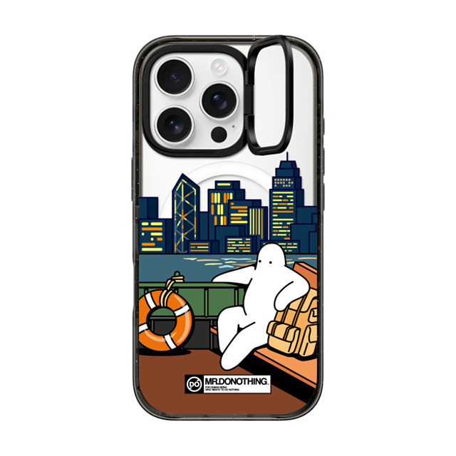 Mr. Donothing x CASETiFY iPhone 16 Pro ケース ブラック インパクトリングスタンドケース MagSafe対応 MR. DONOTHING-TRIP TO H. K