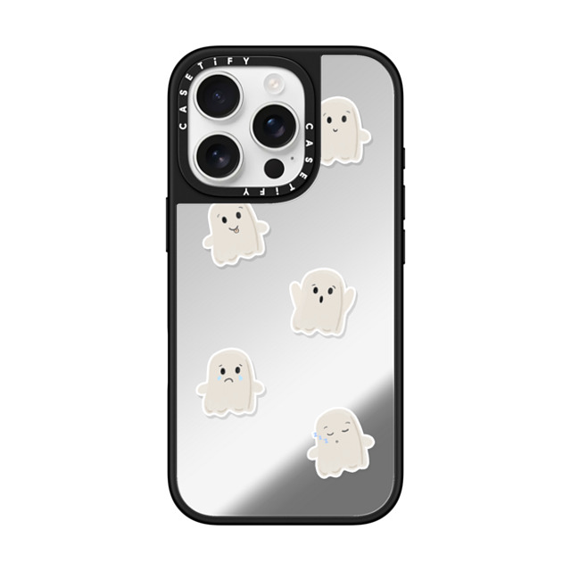 GMF Designs x CASETiFY iPhone 16 Pro ケース Silver on Black ミラーケース MagSafe対応 Lil Ghosts Phone Case by GMF Designs