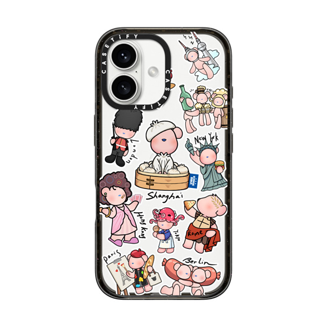 Kimmik Bear x CASETiFY iPhone 16 ケース ブラック インパクトケース Hit the Road