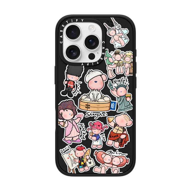 Kimmik Bear x CASETiFY iPhone 16 Pro ケース マットブラック インパクトケース Hit the Road