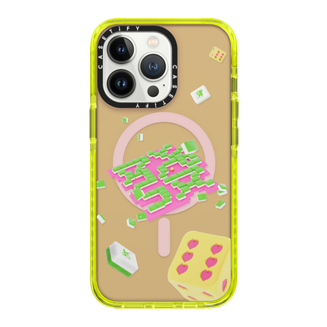 CASETiFY iPhone 13 Pro ケース ネオン イエロー インパクトケース MagSafe対応 Strike it Rich! casetify