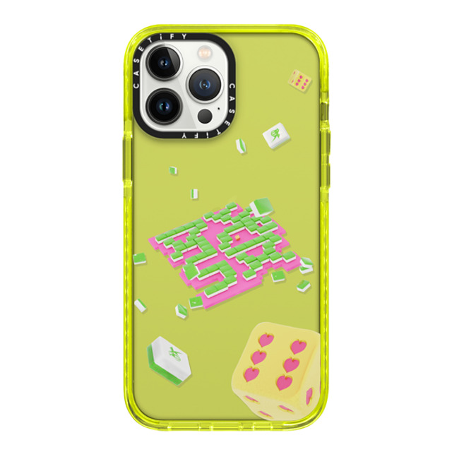 CASETiFY iPhone 13 Pro Max ケース ネオン イエロー インパクトケース Strike it Rich! casetify