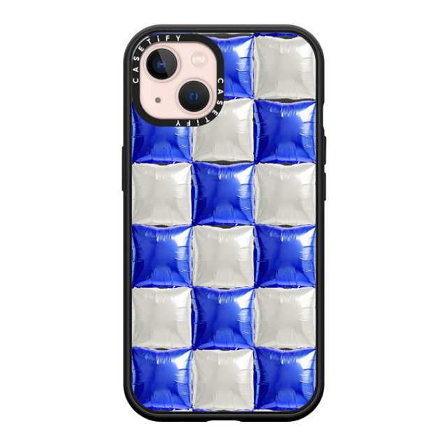 CASETiFY iPhone 13 ケース マットブラック インパクトケース MagSafe対応 Y2K,Pattern Balloon Checkers - Royal Blue