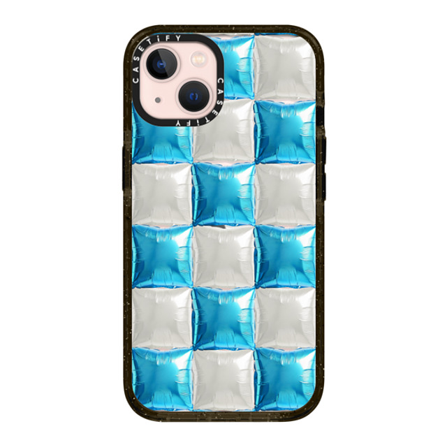 CASETiFY iPhone 13 ケース ブラック インパクトケース Y2K,Pattern Balloon Checkers - Sky Blue