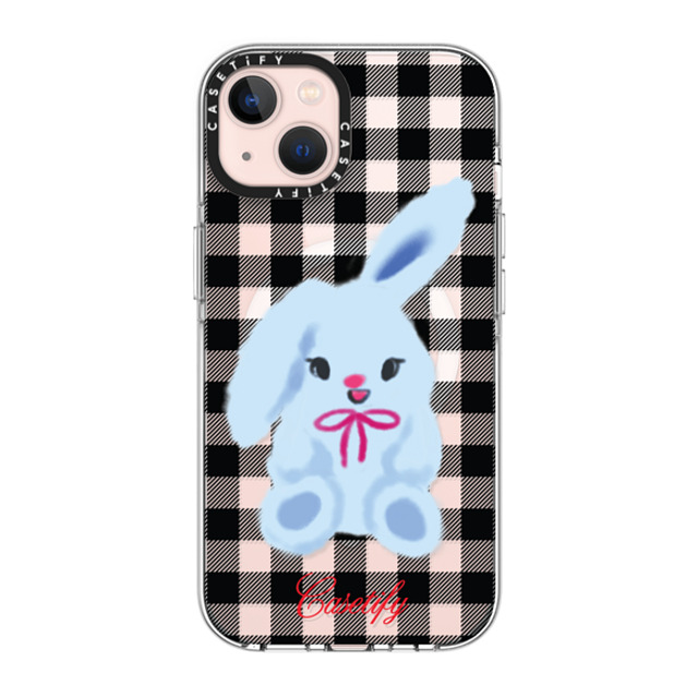 CASETiFY iPhone 13 ケース クリア クリア ケース MagSafe対応 Animal,Cartoon Bunny with Plaid