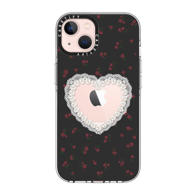 CASETiFY iPhone 13 ケース クリア クリア ケース MagSafe対応 Heart,Cottagecore Gothic Pearly Heart