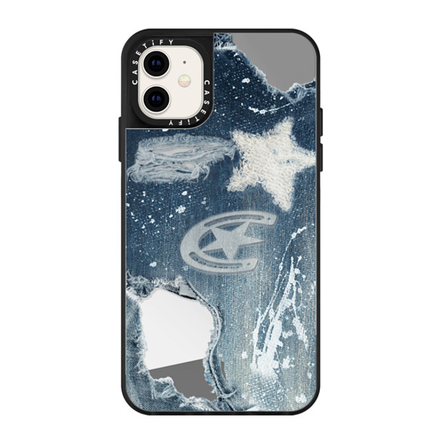 CASETiFY iPhone 11 Case Silver on Black ミラーケース Pattern Pattern Denim Back to School CASETiFY iPhone 11 Case Silver on Black ミラーケース Pattern Pattern Denim Back to School