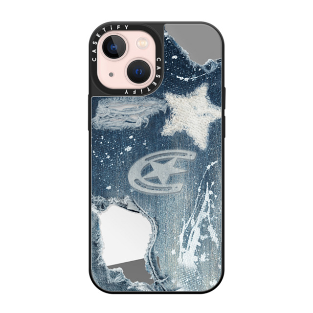CASETiFY iPhone 13 Mini Case Silver on Black ミラーケース MagSafe対応 Pattern Pattern Denim Mother's Day CASETiFY iPhone 13 Mini Case Silver on Black ミラーケース MagSafe対応 Pattern Pattern Denim Mother's Day