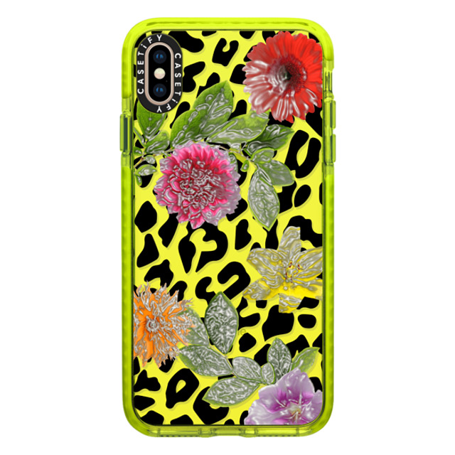 CASETiFY iPhone XS Max ケース ネオン イエロー インパクトケース Leopard,nature レオパード