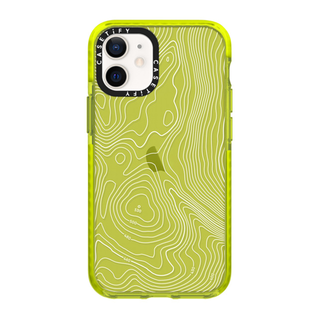 CASETiFY iPhone 12 mini ケース ネオン イエロー インパクトケース nature,Pattern Topography Map