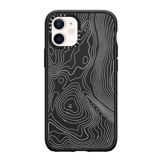 CASETiFY iPhone 12 mini ケース マットブラック インパクトケース nature,Pattern Topography Map