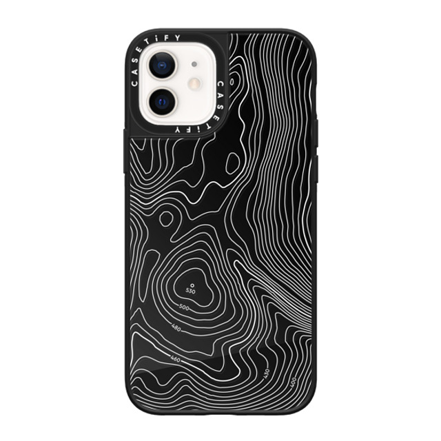 CASETiFY iPhone 12 ケース Black on Black ミラーケース MagSafe対応 nature,Pattern Topography Map