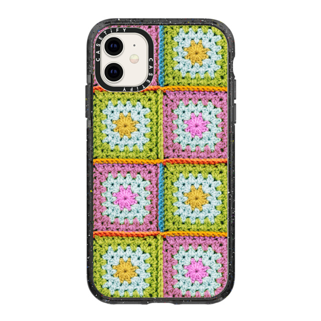 CASETiFY iPhone 11 ケース ブラック インパクトケース Cottagecore Crochet Granny Squares