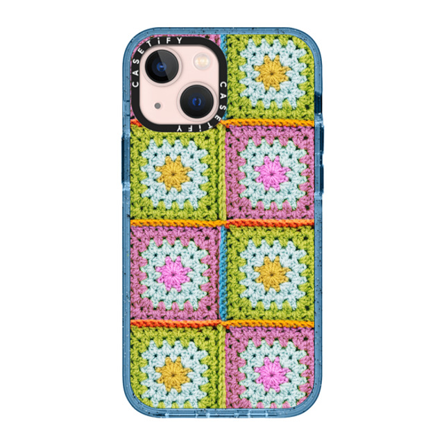 CASETiFY iPhone 13 Mini P[X xCr[u[ CpNgP[X Cottagecore Cottagecore Crochet Granny Squares
