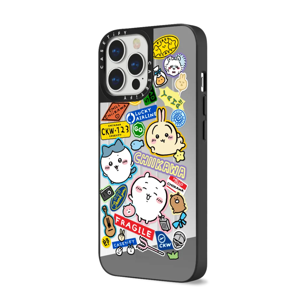 Mirror iPhone 16 Pro Max Case MagSafe Compatible - Chiikawa Luggage Sticker Case