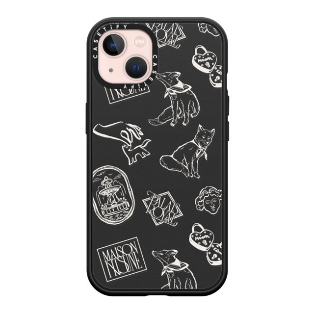 Maison Kitsune D5 x CASETiFY iPhone 13 �P�[�X �}�b�g�u���b�N �C���p�N�g�P�[�X MagSafe�Ή� Maison Kitsune Art Nouveau Stamps Case