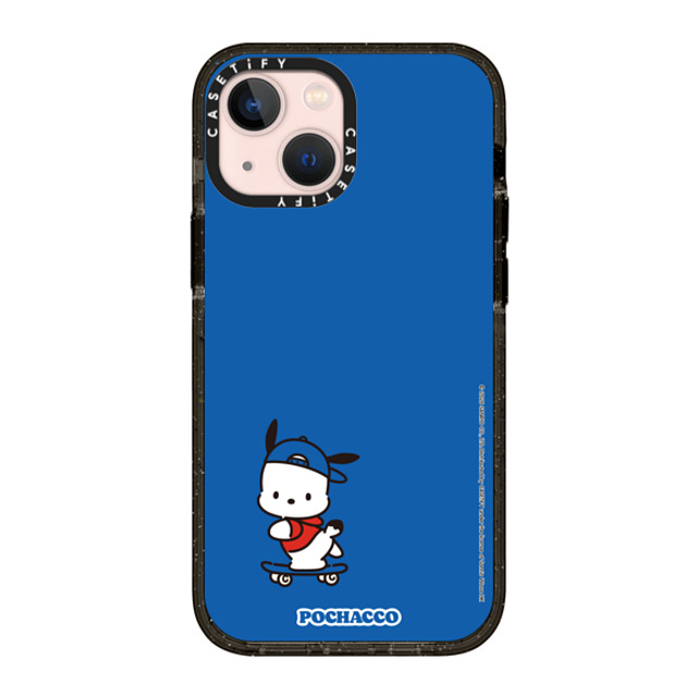 Sanrio Puppy Pals x CASETiFY iPhone 13 Mini �P�[�X �u���b�N �C���p�N�g�P�[�X MagSafe�Ή� Sanrio Puppy Pals - Pochacco with you Custom Case - Blue