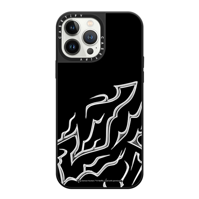 Kpop Demon Hunters x CASETiFY iPhone 13 Pro Max �P�[�X Silver on Black �~���[�P�[�X MagSafe�Ή� Demon Mark Case
