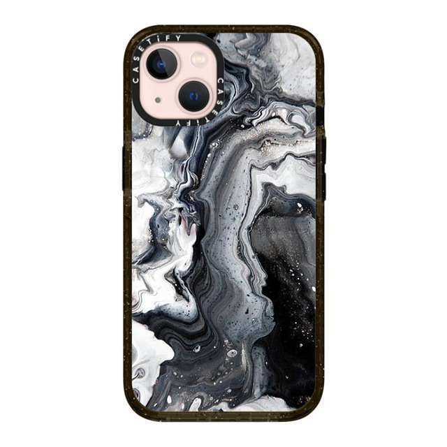 CASETiFY iPhone 13 ケース ブラック インパクトケース black and white marble casetify