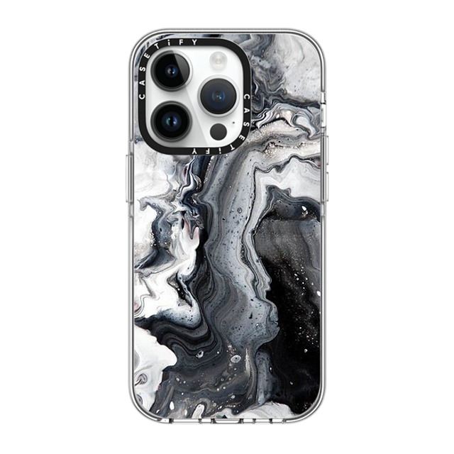 CASETiFY iPhone 14 Pro ケース クリア クリア ケース MagSafe対応 black and white marble casetify