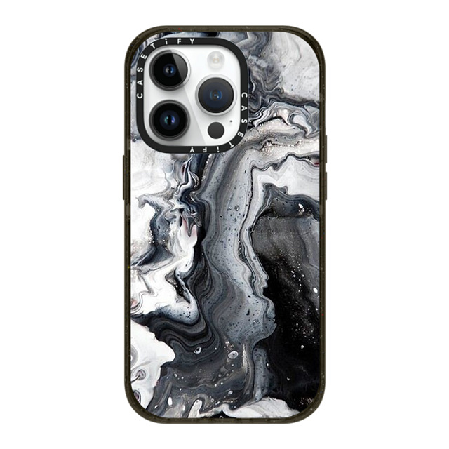 CASETiFY iPhone 14 Pro ケース ブラック インパクトケース MagSafe対応 black and white marble casetify