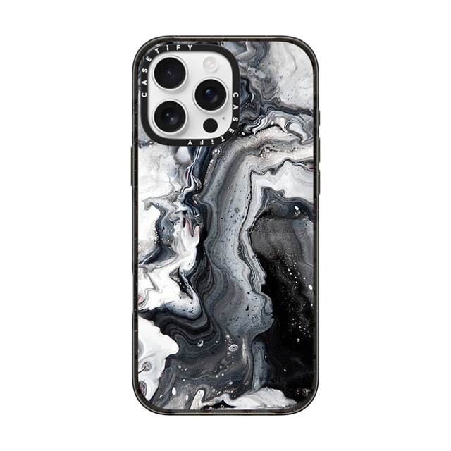 CASETiFY iPhone 16 Pro Max ケース ブラック インパクトケース MagSafe対応 black and white marble casetify