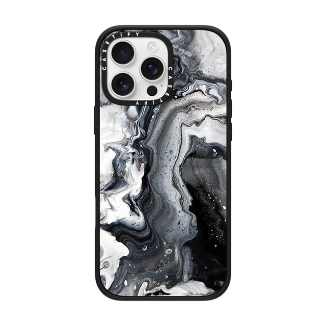 CASETiFY iPhone 16 Pro Max ケース マットブラック インパクトケース MagSafe対応 black and white marble casetify