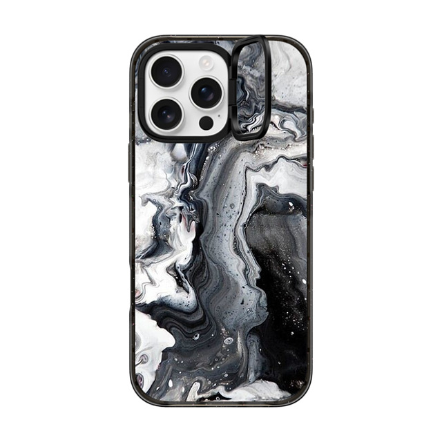 CASETiFY iPhone 16 Pro Max ケース ブラック インパクトリングスタンドケース MagSafe対応 black and white marble casetify