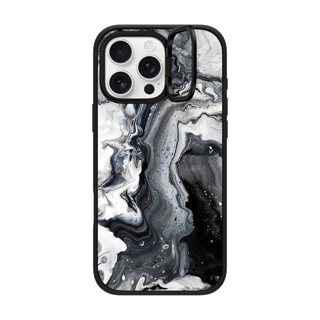 CASETiFY iPhone 16 Pro Max ケース マットブラック インパクトリングスタンドケース MagSafe対応 black and white marble casetify