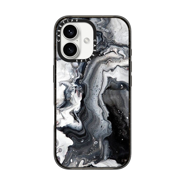 CASETiFY iPhone 16 ケース ブラック インパクトケース MagSafe対応 black and white marble casetify