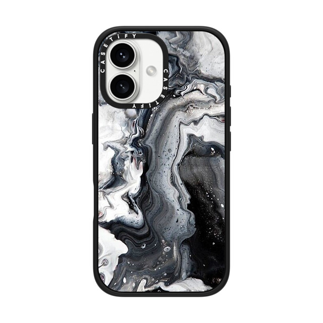 CASETiFY iPhone 16 ケース マットブラック インパクトケース MagSafe対応 black and white marble casetify