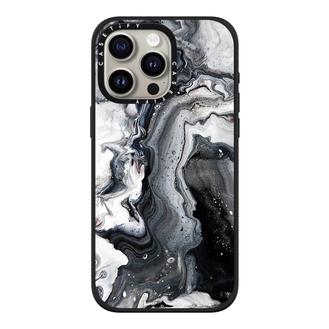 CASETiFY iPhone 15 Pro Max ケース マットブラック インパクトケース MagSafe対応 black and white marble casetify