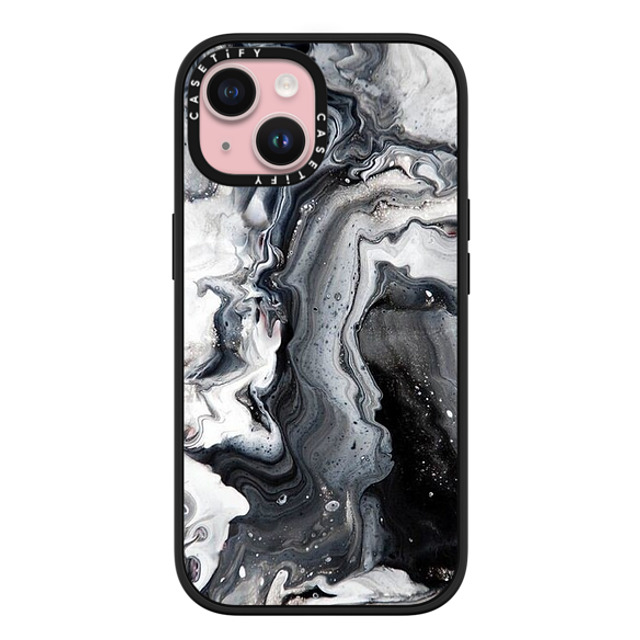 CASETiFY iPhone 15 ケース マットブラック インパクトケース MagSafe対応 black and white marble casetify