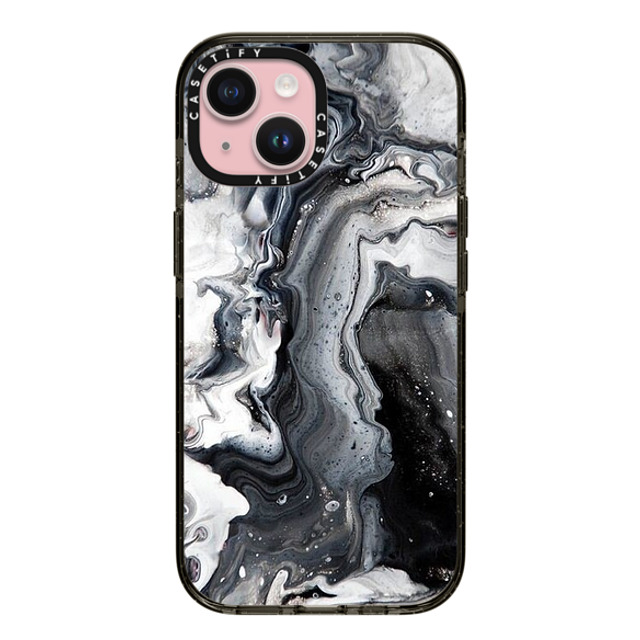 CASETiFY iPhone 15 ケース ブラック インパクトケース black and white marble casetify