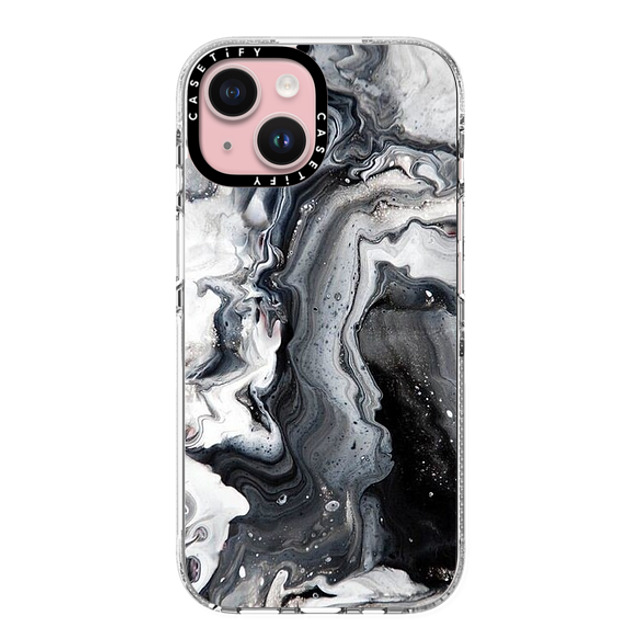 CASETiFY iPhone 15 ケース クリア クリア ケース MagSafe対応 black and white marble casetify