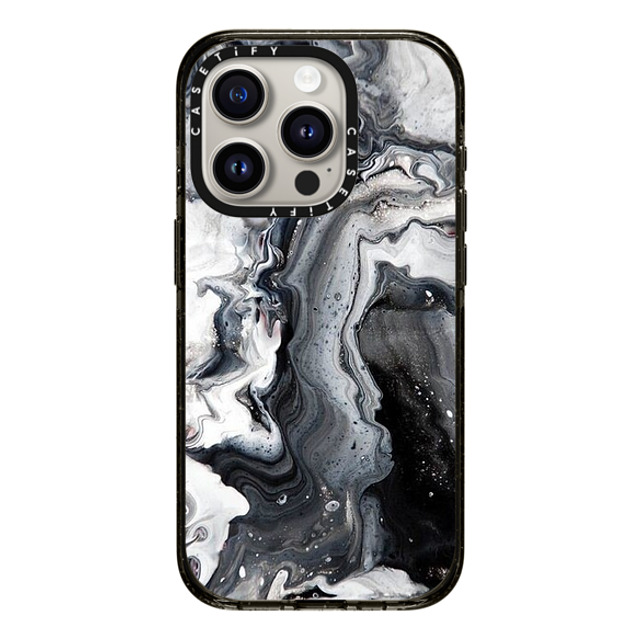 CASETiFY iPhone 15 Pro ケース ブラック インパクトケース black and white marble casetify