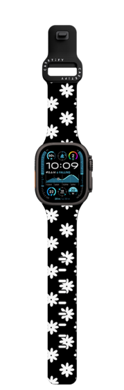 Apple Watch Ultra 3 (49mm) - Black and White floral Apple Watch Band by Christina Campbell