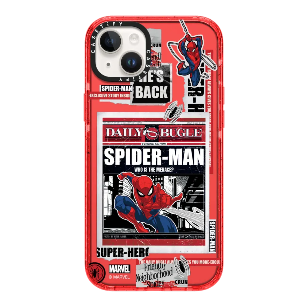 Impact iPhone 14 Plus Case - Spider-Man Newspaper Sticker Red Case